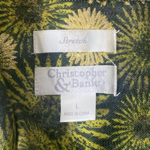 Christopher & Banks Green gold zip jacket. EUC! Size Large - Picture 6 of 9